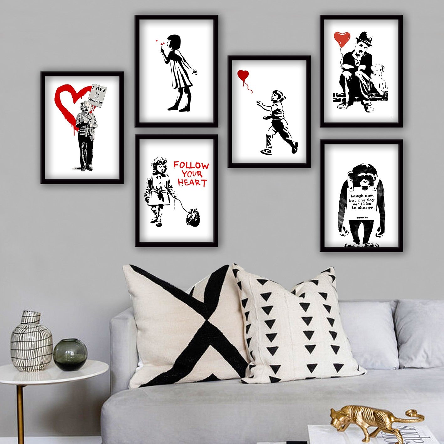 Conjunto de 6 Quadros Decorativos MDF Multicolor - Impressão UV de Alta Qualidade 35x45cm