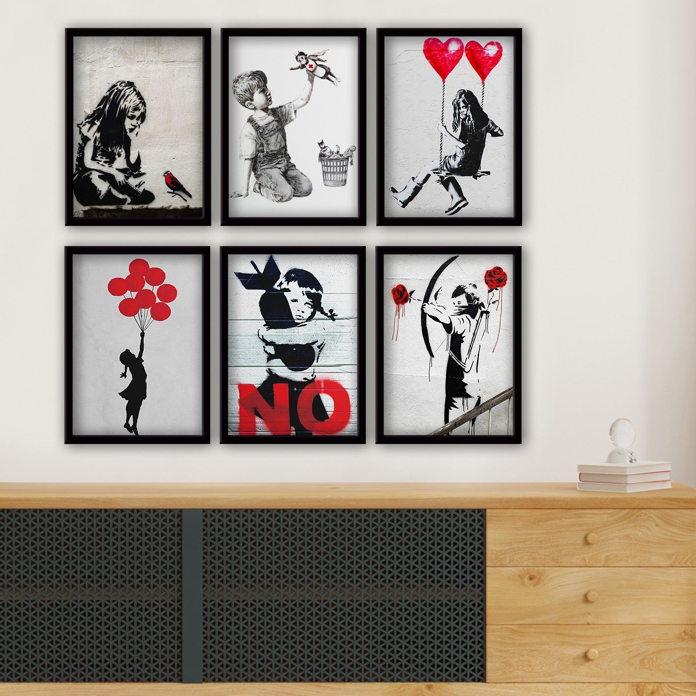Conjunto de 6 Quadros Decorativos MDF Multicolor - Impressão UV de Alta Qualidade 35x45cm