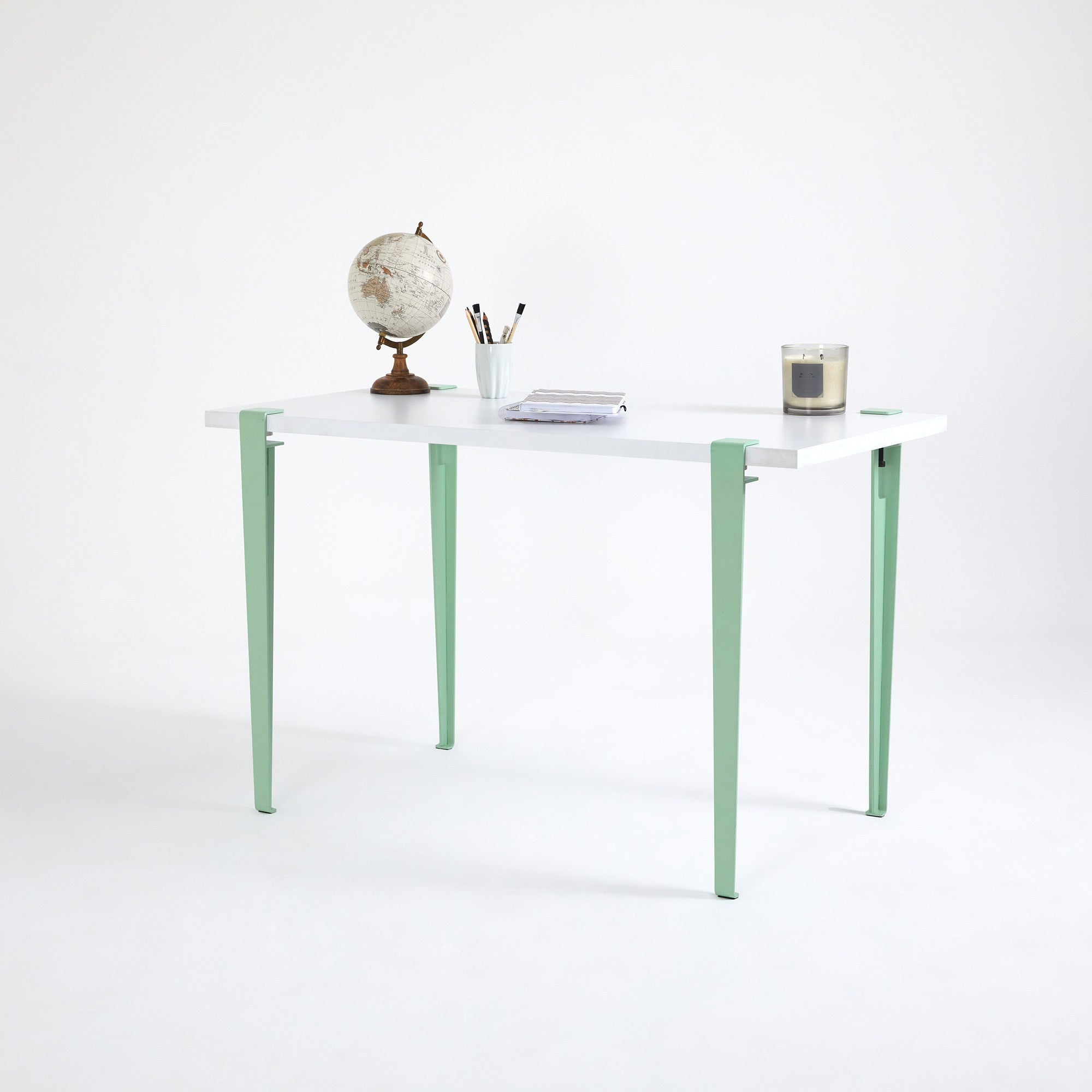 Mesa de Estudo Moderna 120cm - Design Minimalista Branco/Verde Menta para 4 Pessoas com Montagem Rápida