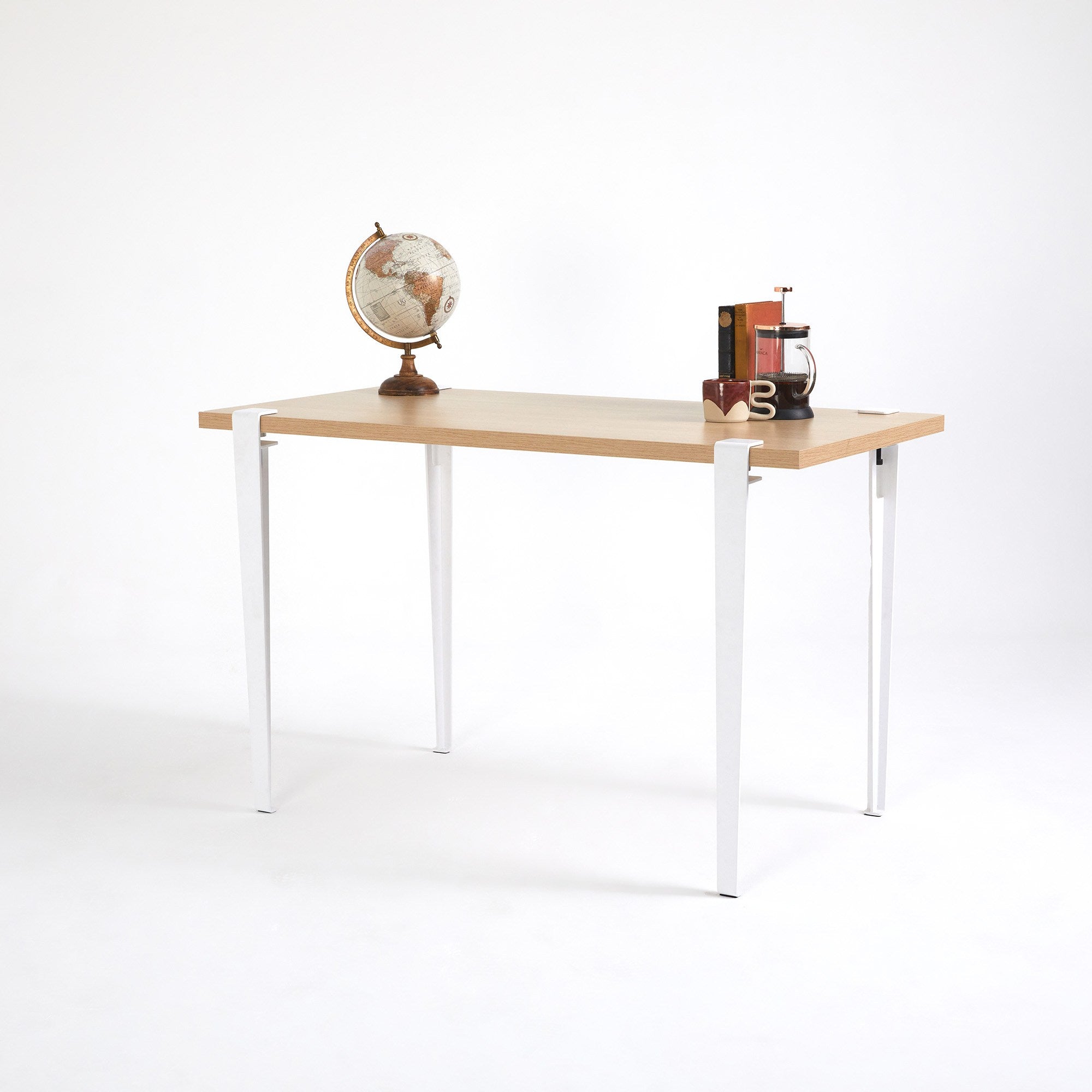 Secretária de Estudo em Madeira e Branco - Mesa Resistente 120cm para 4 Pessoas com Montagem Rápida