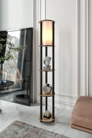 Candeeiro de Pé Elegante – 150 cm de Altura – Nogueira – Papel Artesanal e MDF