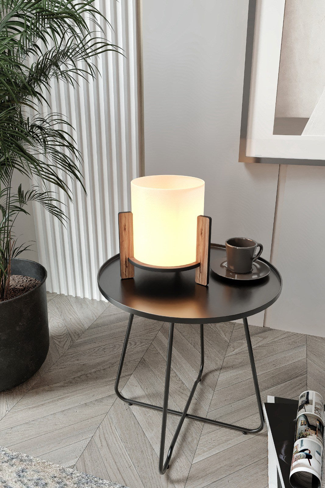 Candeeiro de Mesa em MDF – 20 cm de Altura – Nogueira