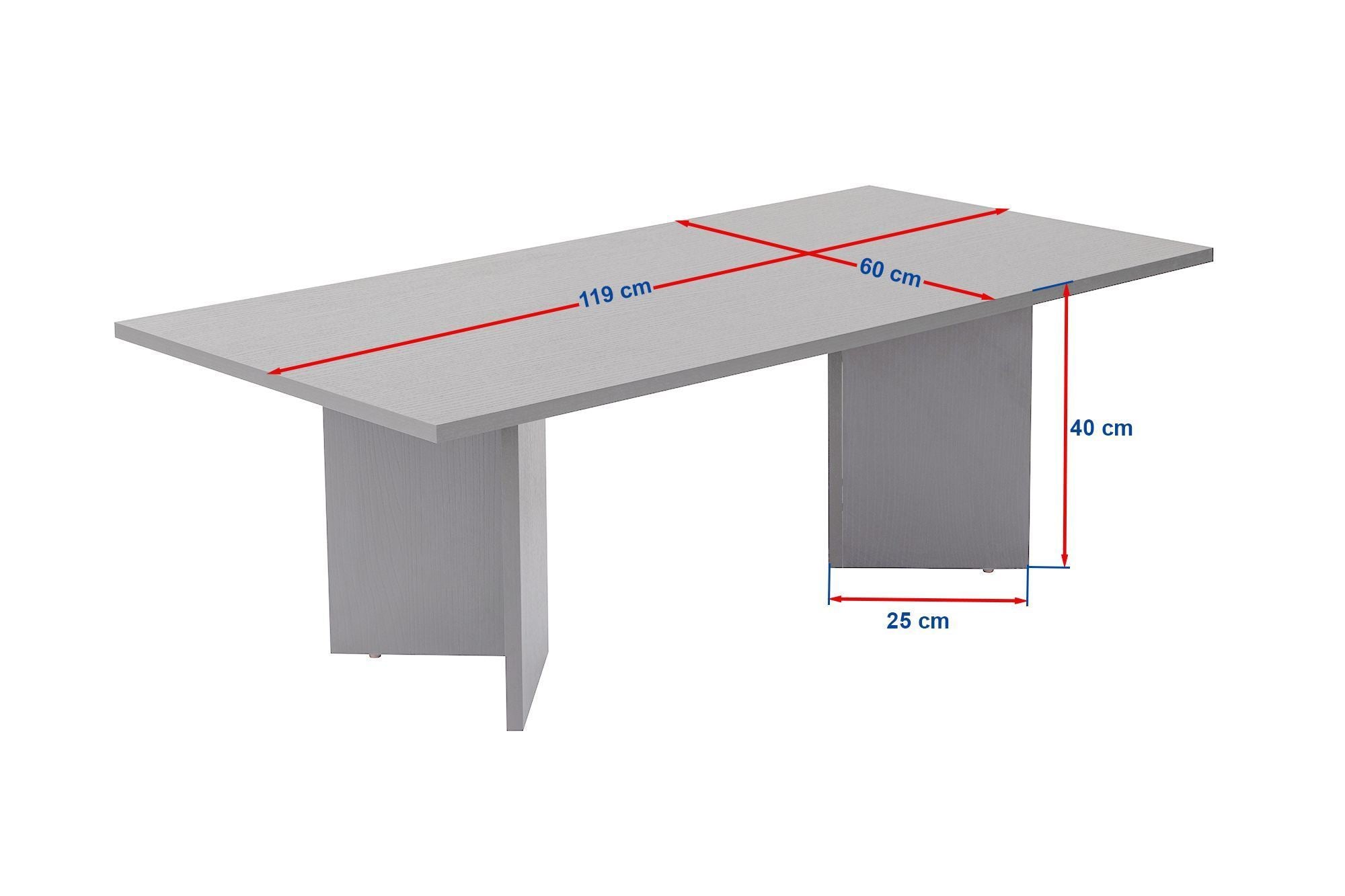 Mesa de Centro em MDF revestido com melamina – 119 cm x 40 cm x 60 cm – Nogueira