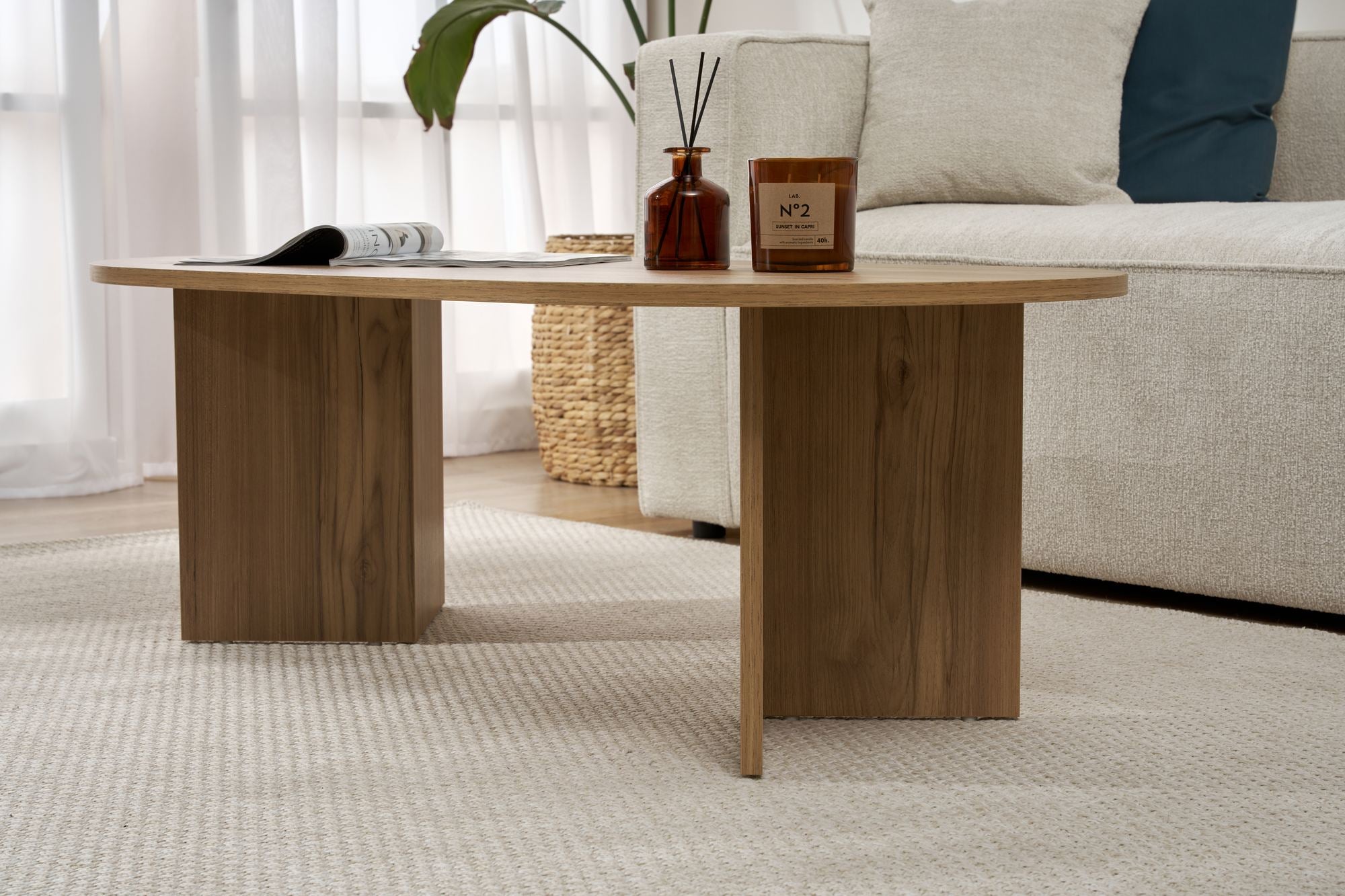 Mesa de Centro – 119cm x 40cm x 60cm – Carvalho – MDF