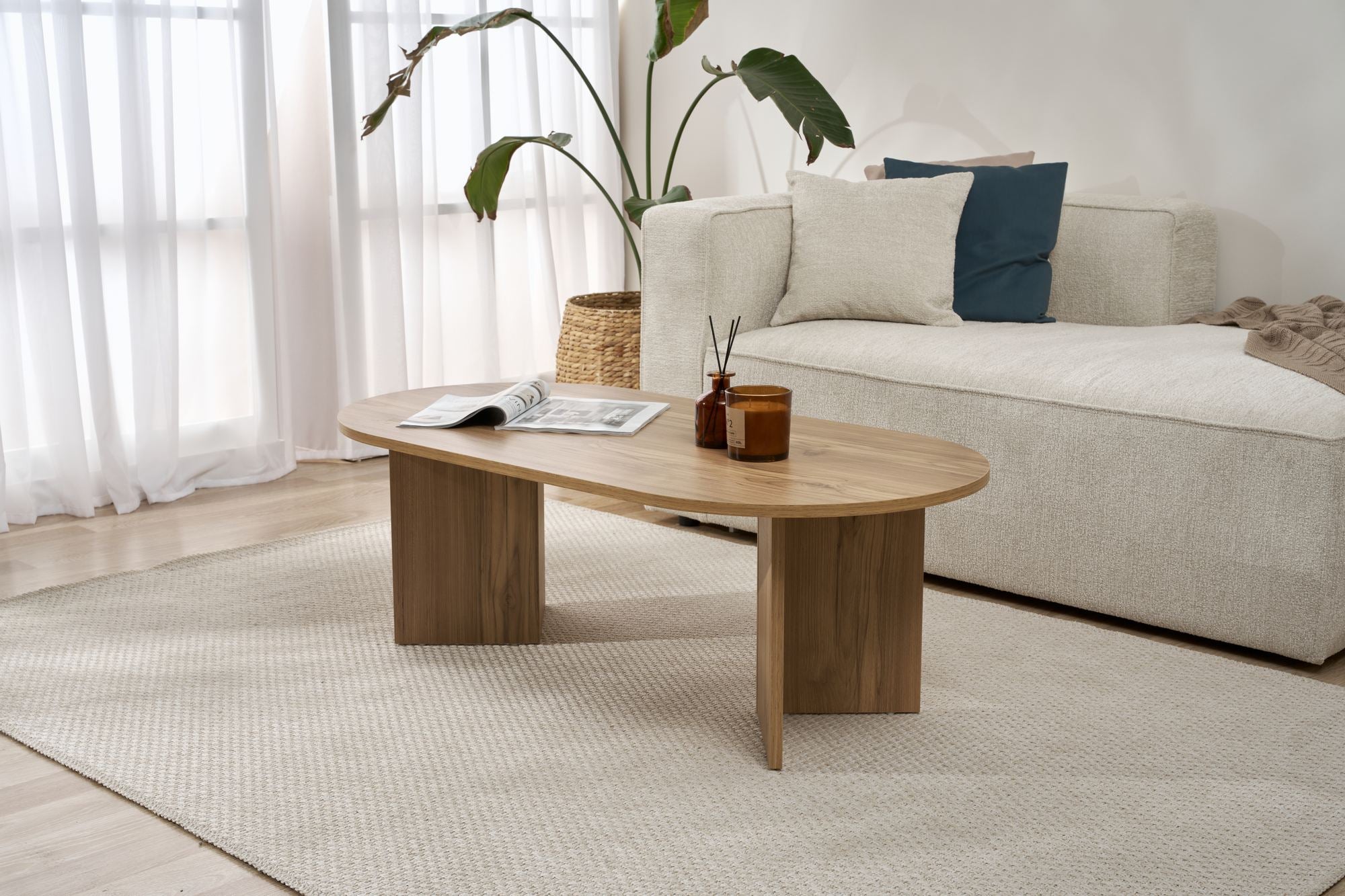 Mesa de Centro – 119cm x 40cm x 60cm – Carvalho – MDF