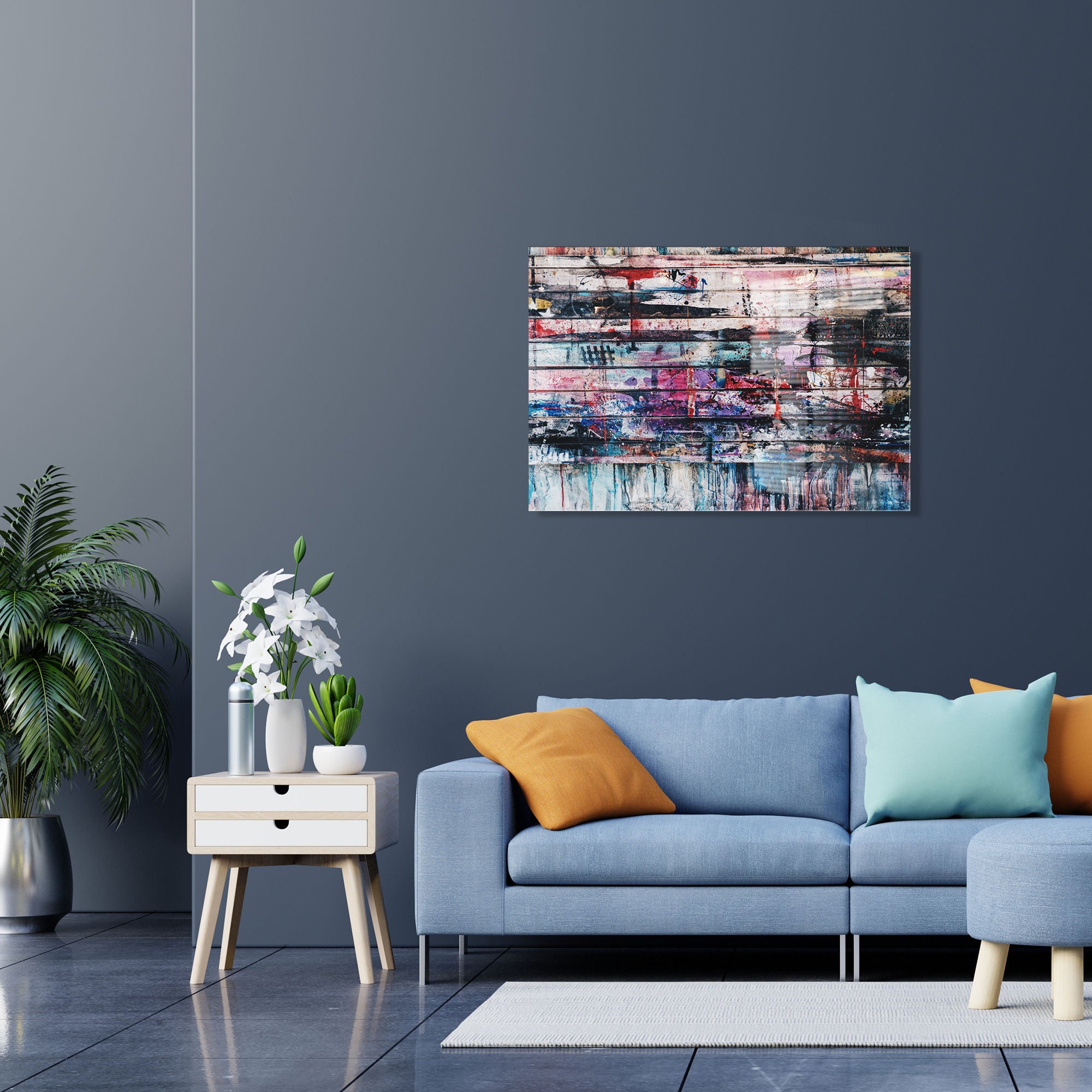 Quadro Decorativo em Vidro Temperado Multicolor 30x45cm - Arte Moderna para Decoração de Interiores