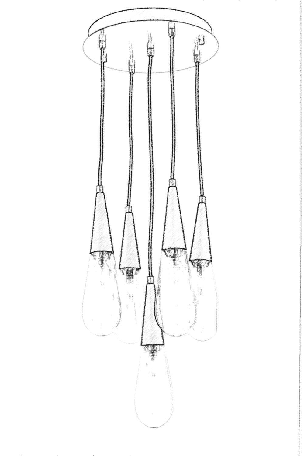 Candeeiro de Teto – 90 cm x 33 cm – Cor antiquada – Metal