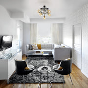 Candeeiro de Teto – 60 cm – Preto e Dourado – Metal