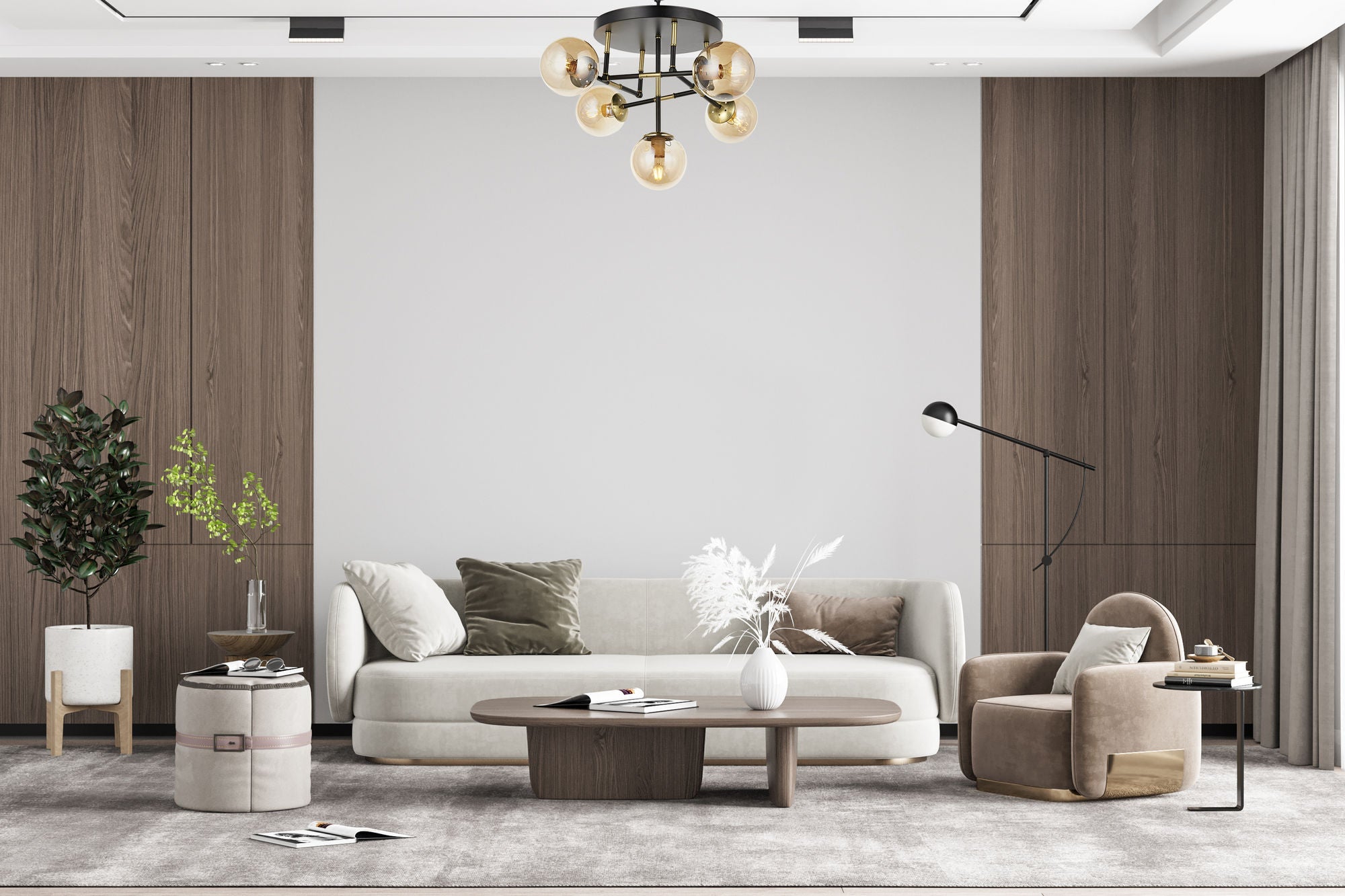 Candeeiro de Teto – 60 cm – Preto e Dourado – Metal