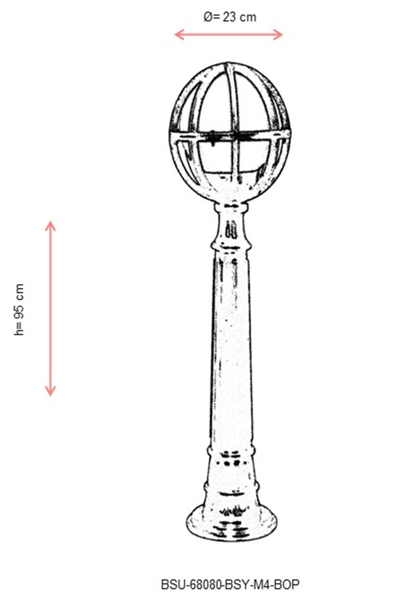 Candeeiro de Pé para área externa – 100 cm – Preto – ABS e acrílico