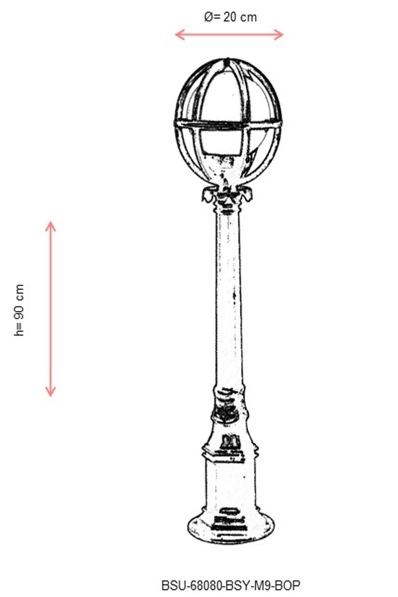 Candeeiro de Pé Externo – 90 cm – Preto e Branco – ABS e Polietileno