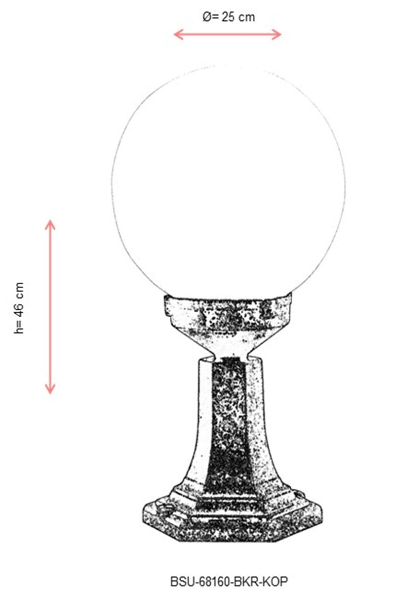 Candeeiro de Parede Externo – 46 cm x 25 cm – Marrom – ABS
