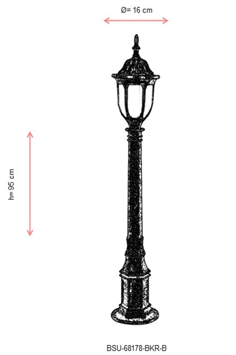 Candeeiro de Pé para área externa – 95 cm x 16 cm – Marrom – ABS e Policarbonato