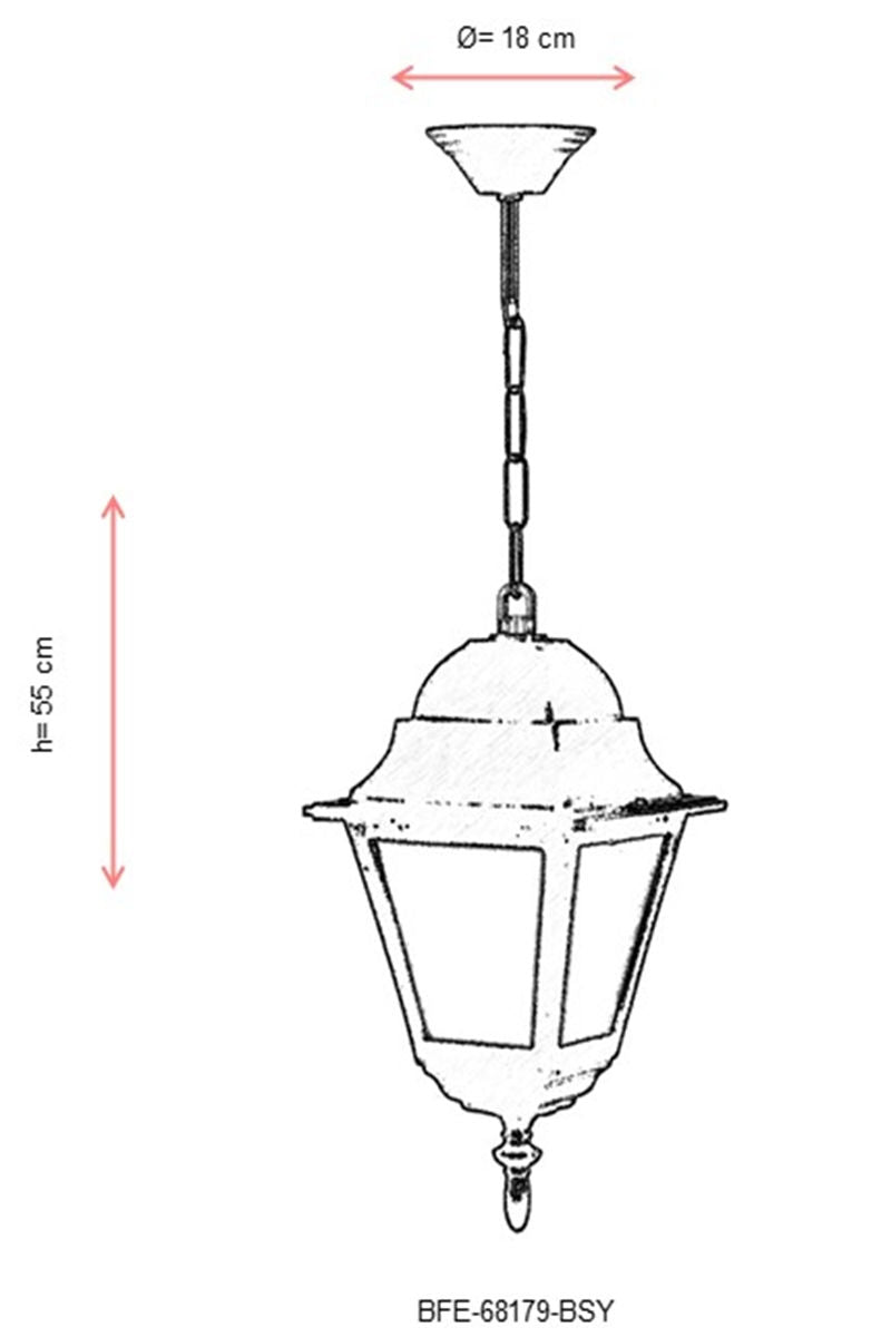 Candeeiro de exterior – 55 cm x 18 cm – Preto e Branco – ABS e policarbonato