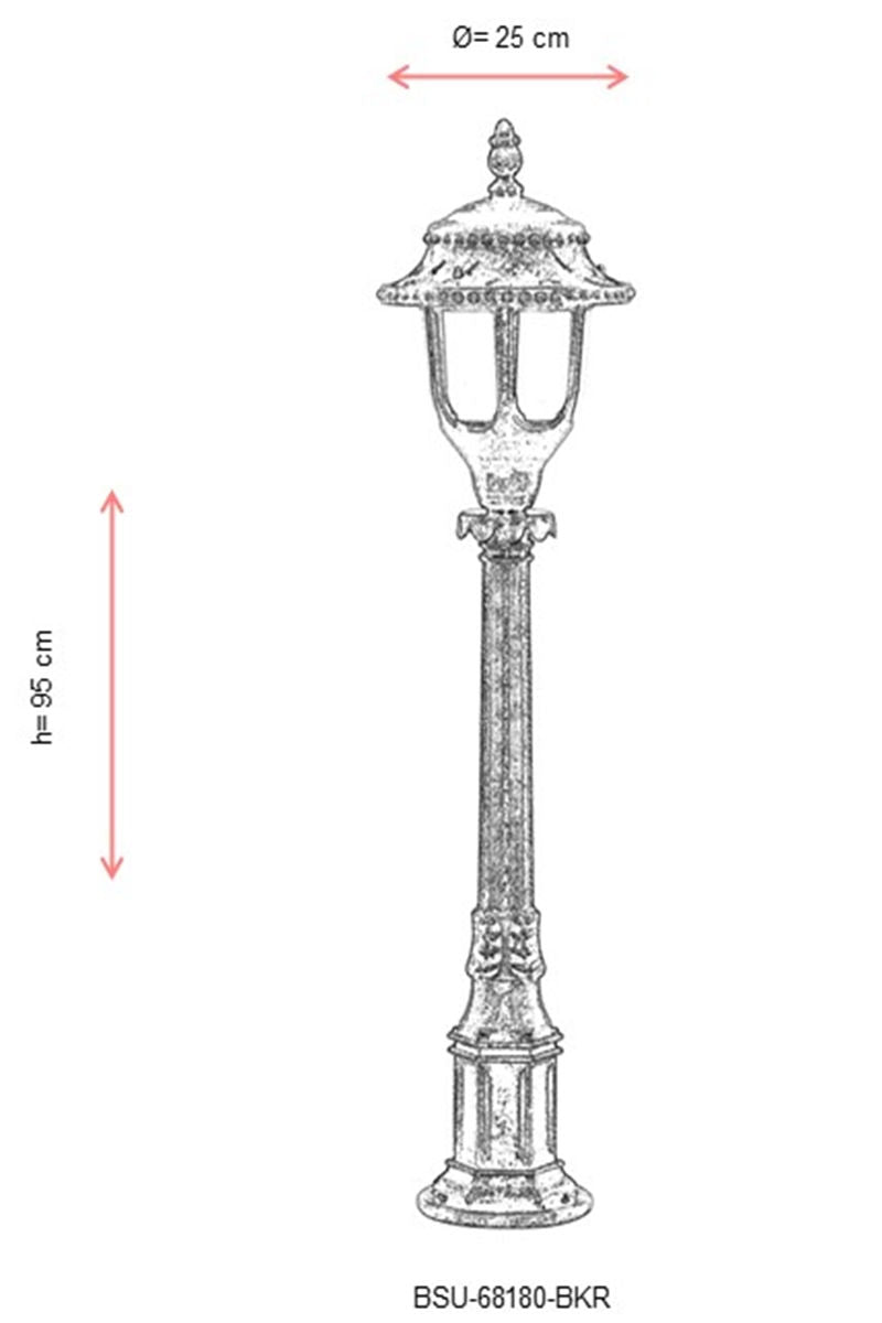 Candeeiro de Pé para Área Externa – 95 cm x 25 cm – Marrom – ABS e Policarbonato