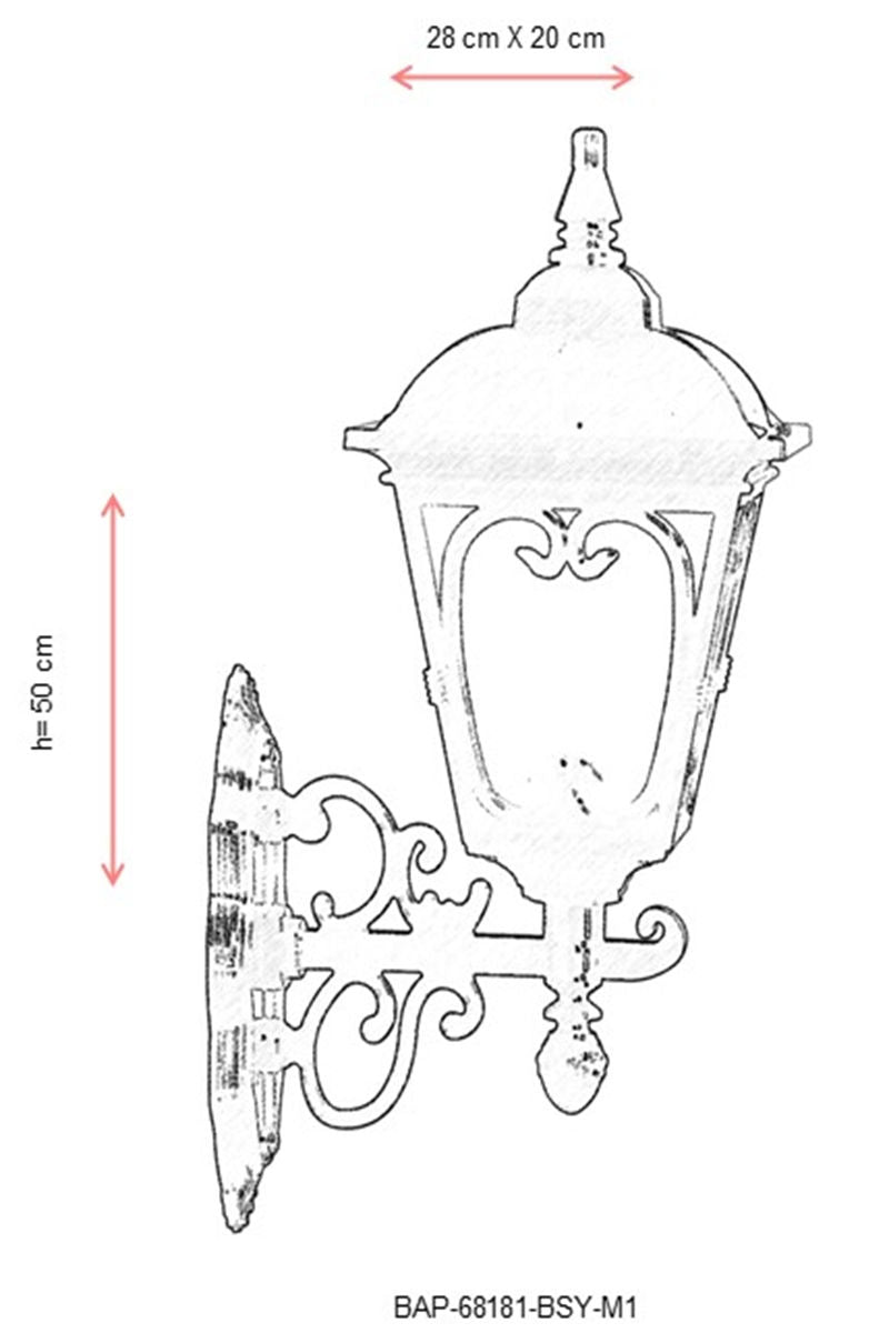 Candeeiro de Parede para Exterior – 50 cm – Preto – ABS/Policarbonato