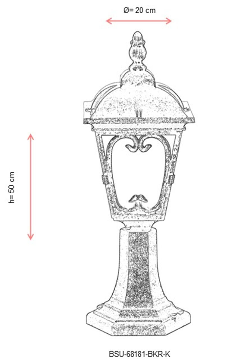 Candeeiro de Parede para Exterior – 50 cm x 20 cm – Marrom – ABS e Policarbonato