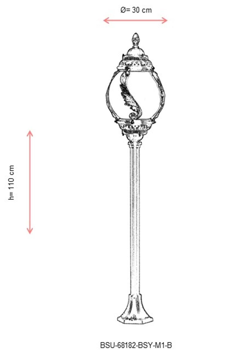 Candeeiro de Pé para Exterior – 110 cm x 30 cm – Preto e Branco – ABS e Acrílico