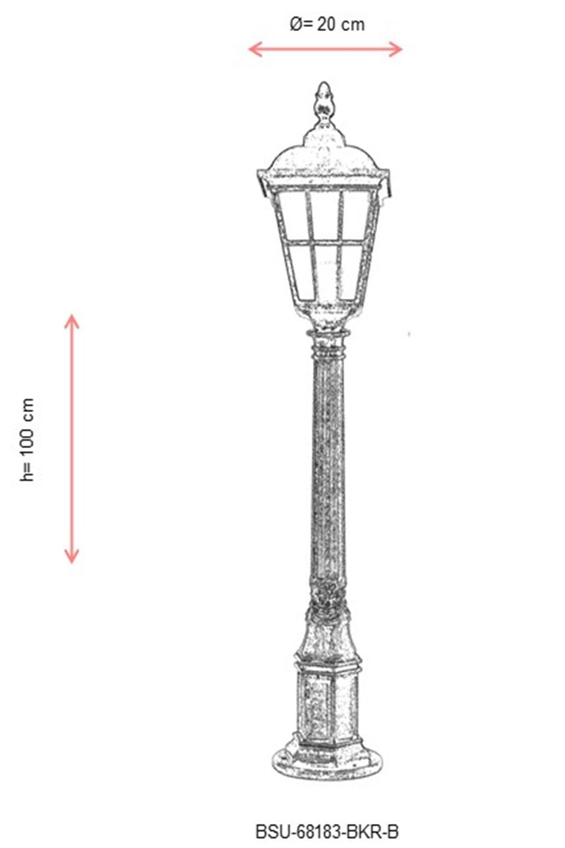 Candeeiro de Pé para Exterior – 100 cm x 20 cm – Marrom – ABS e Acrílico