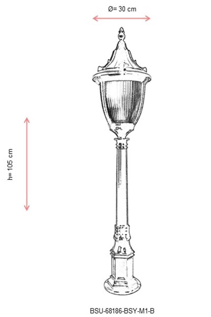 Candeeiro de Pé para Área Externa – 105 cm – Preto – ABS