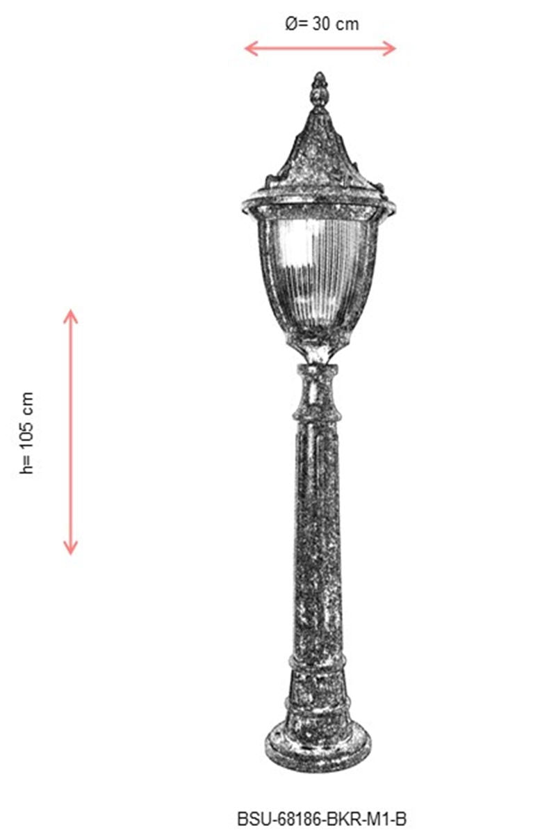 Candeeiro de Pé Externo – 105 cm x 30 cm – Preto – ABS e Policarbonato
