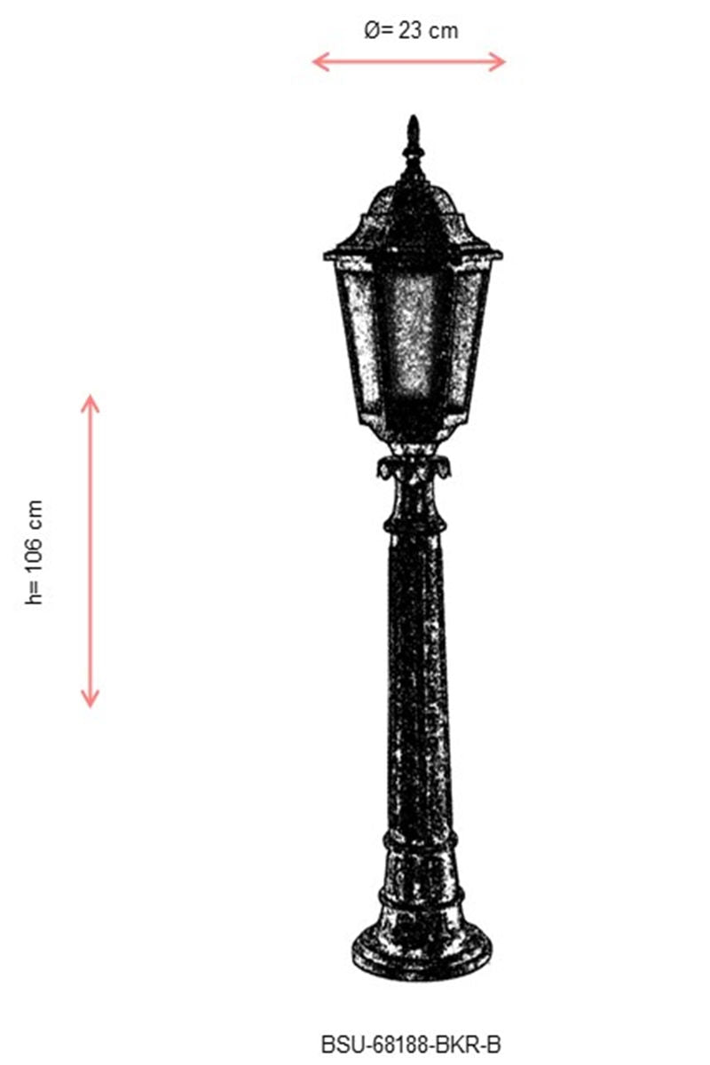 Candeeiro de Pé Externo – 106cm x 23cm – Marrom – ABS e Policarbonato