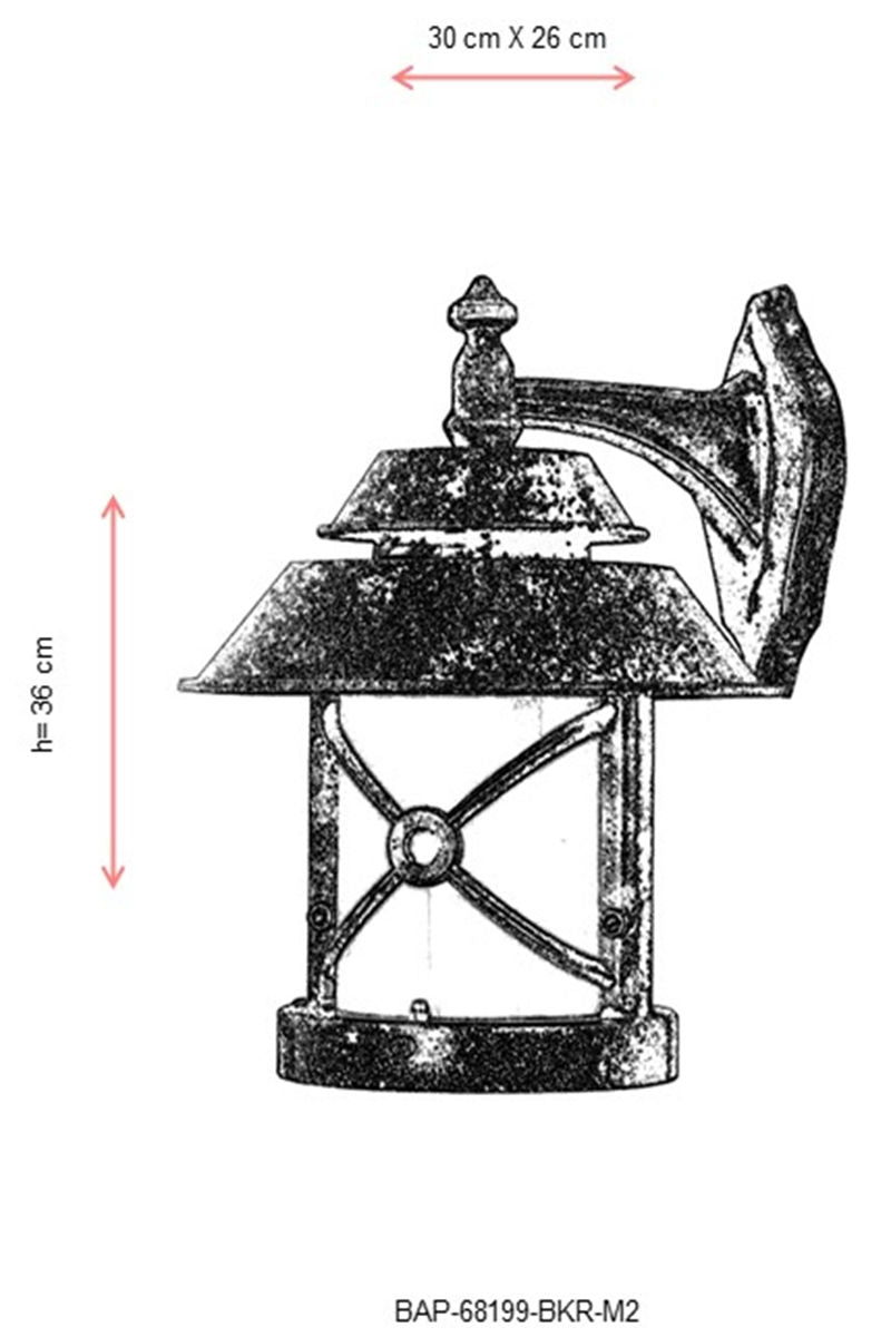 Candeeiro de Parede para Exterior – 36 cm – Marrom – ABS e Policarbonato