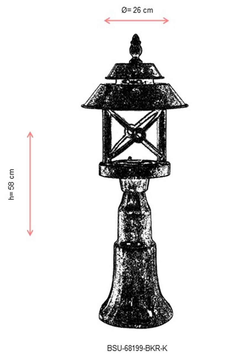 Candeeiro de Parede Externo – 58 cm x 26 cm – Marrom – ABS e Policarbonato