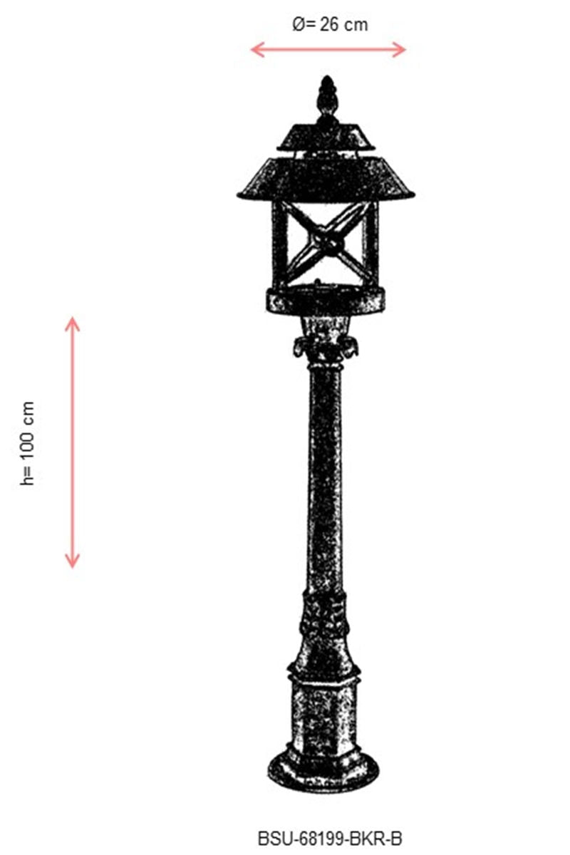 Candeeiro de Pé para área externa – 100 cm x 26 cm – Marrom – ABS e Policarbonato