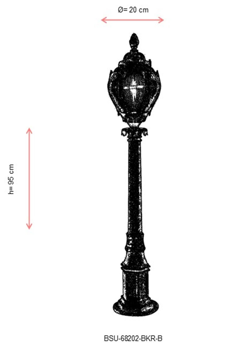 Candeeiro de Pé para área externa – 95 cm x 20 cm – Marrom – ABS e acrílico