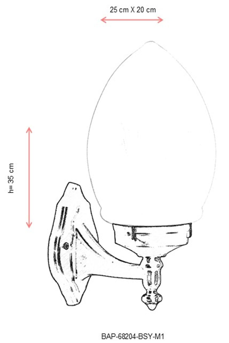 Candeeiro de Parede Externa – 35 cm – Preto – ABS e Acrílico