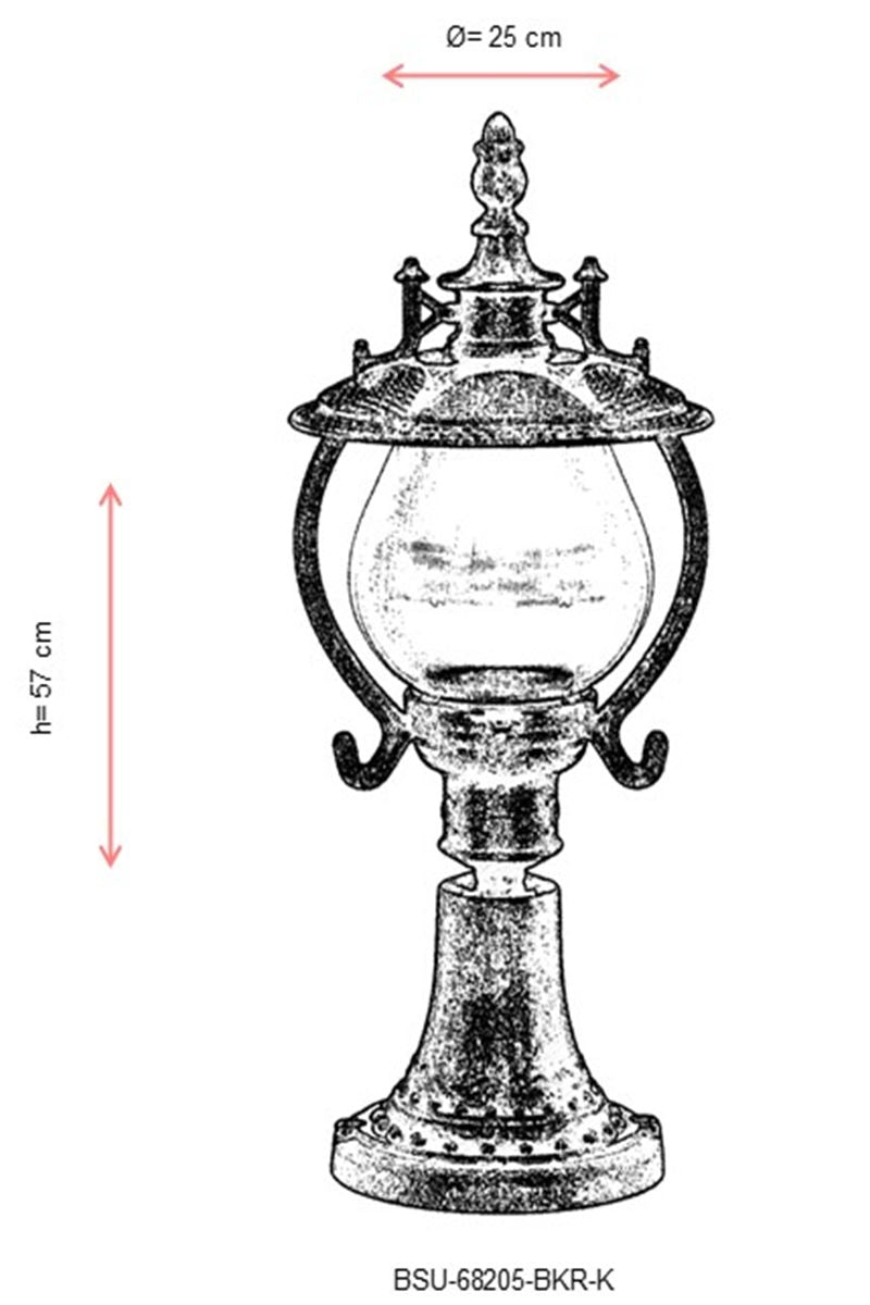 Candeeiro de Parede Externo – 57 cm x 25 cm – Marrom – ABS com tampa de acrílico