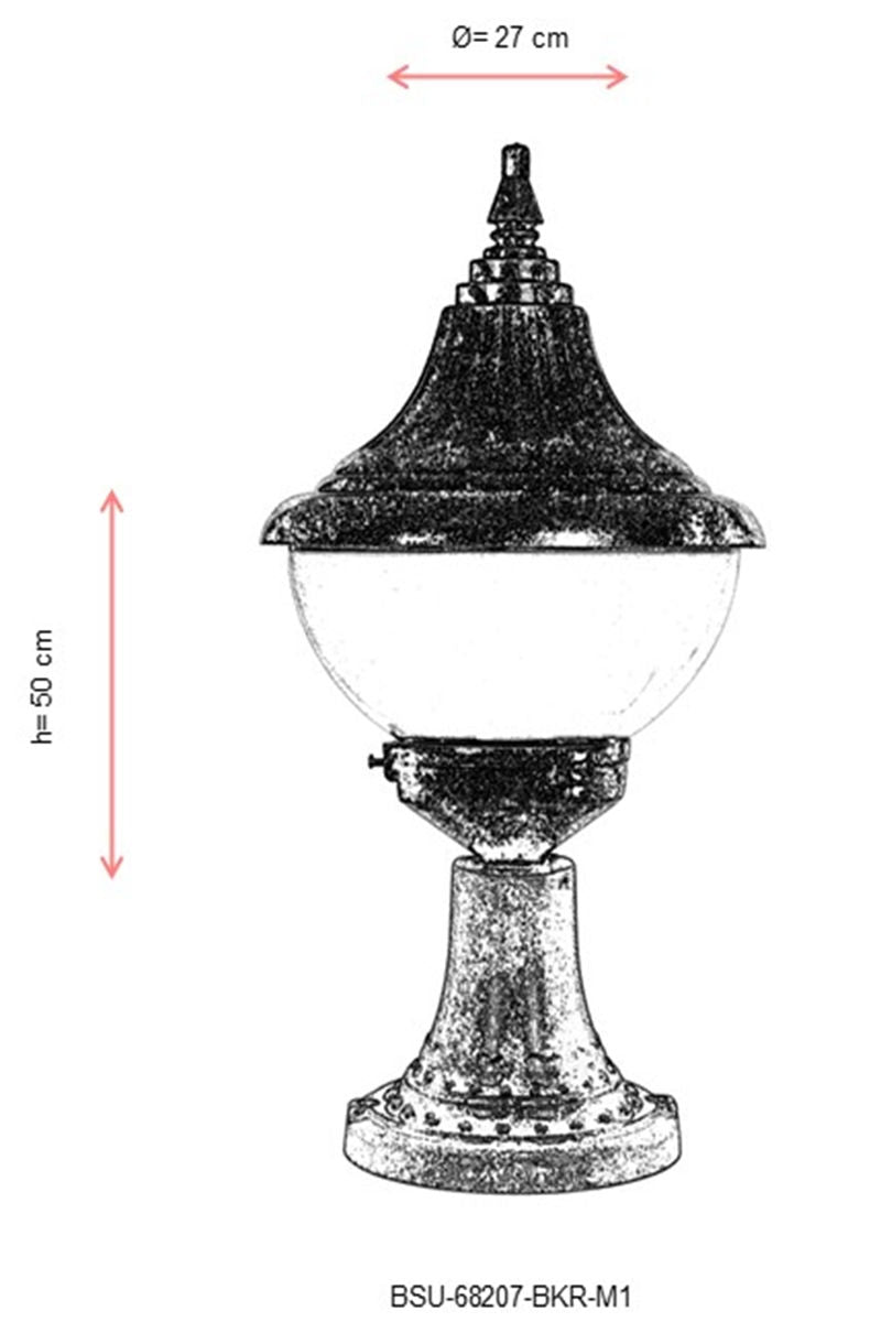 Candeeiro de Parede para Exterior – 50 cm x 27 cm – Marrom – ABS e Policarbonato