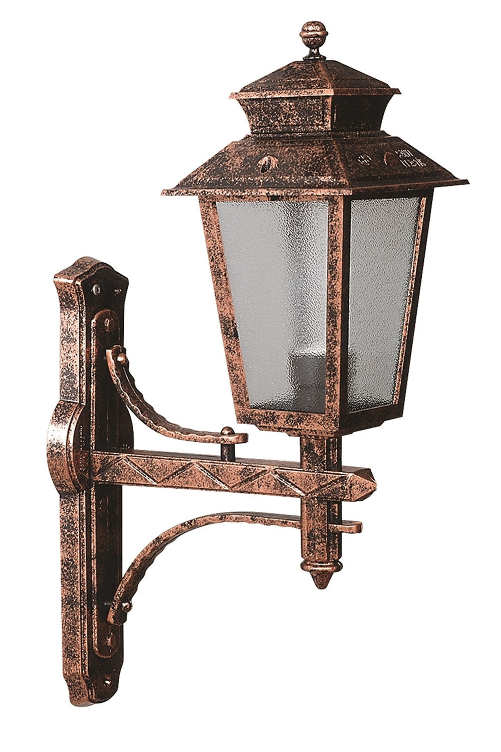 Candeeiro de Parede Externa – 30 x 18 cm – Marrom – ABS e vidro