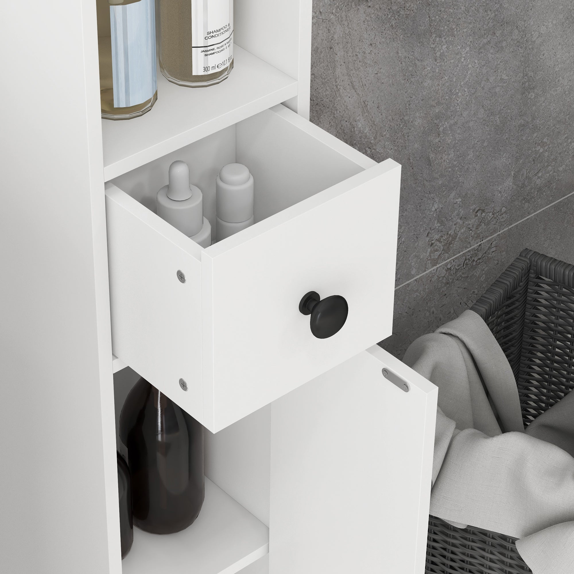 Móvel Auxiliar Casa de Banho – 20x20x180 cm – Branco – Melamina