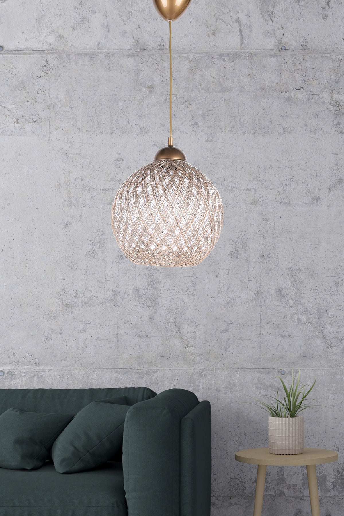 Candeeiro de Teto – 22 cm de diâmetro x 54 cm de altura – Prata e Branco – Plástico
