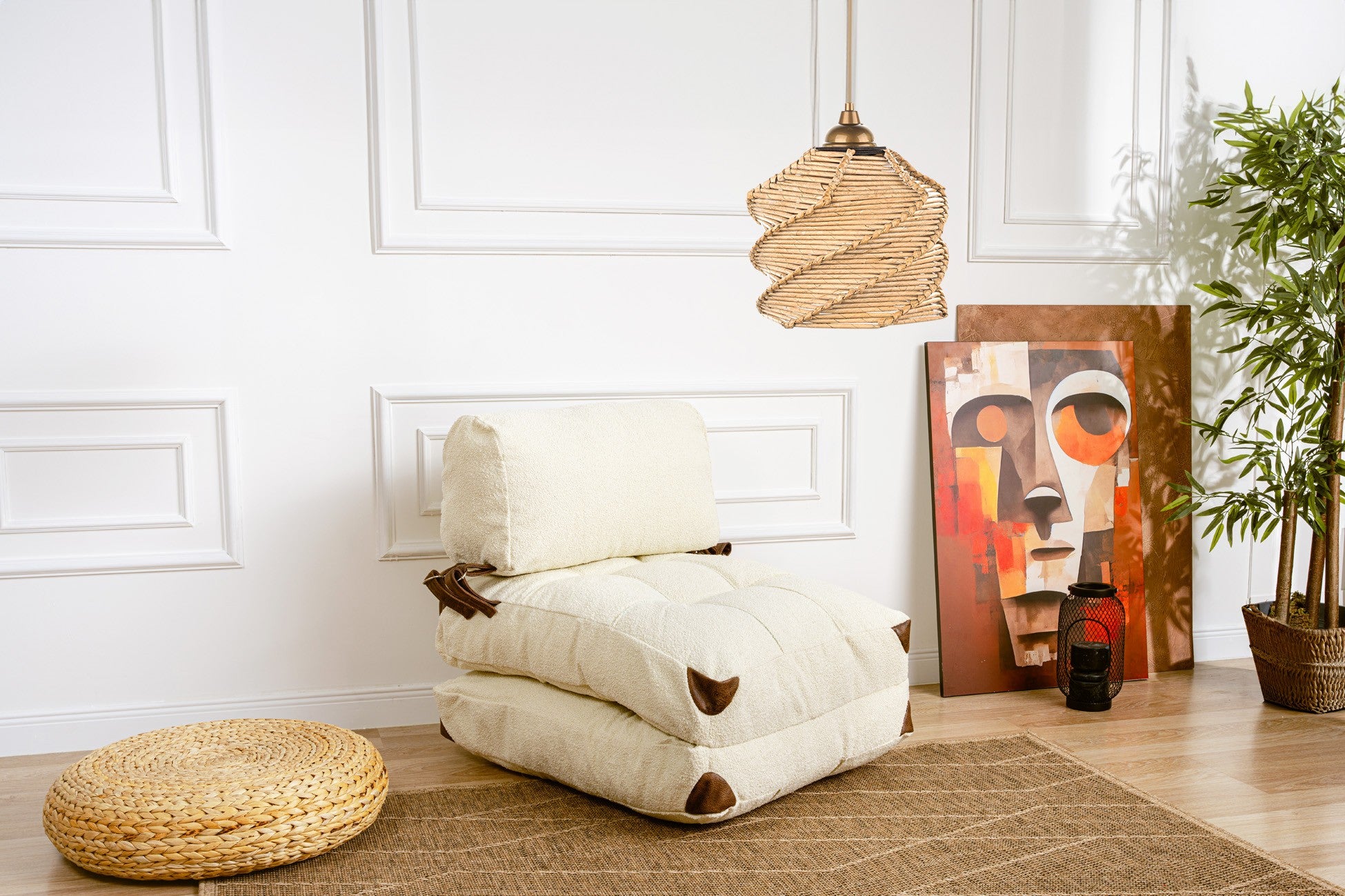Candeeiro de Teto – 20 cm de Diâmetro – Natural – Plástico