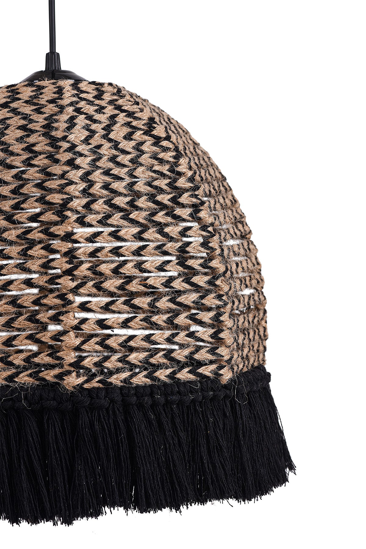 Candeeiro de Teto – 30 cm – Preto – Plástico e Algodão