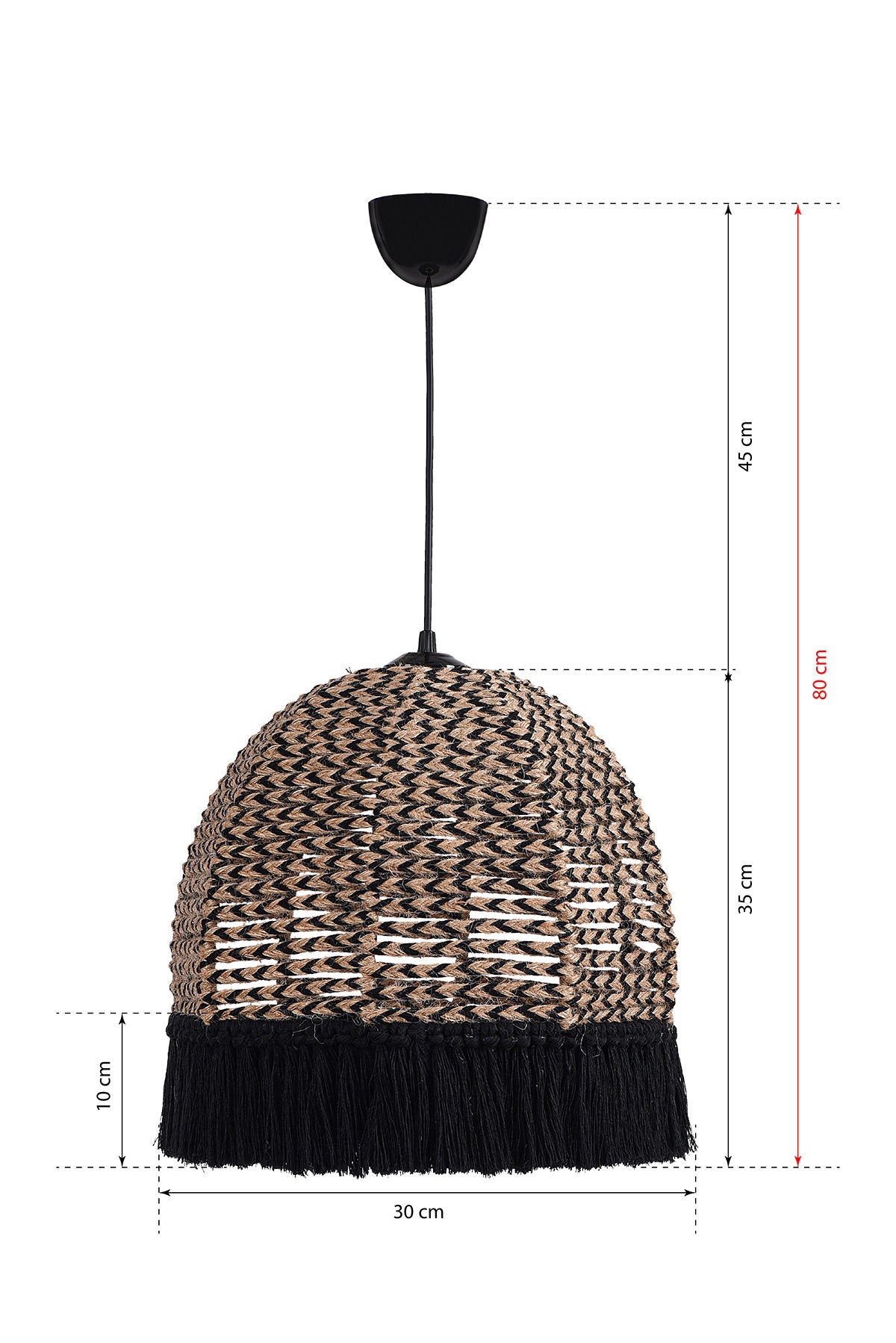 Candeeiro de Teto – 30 cm – Preto – Plástico e Algodão