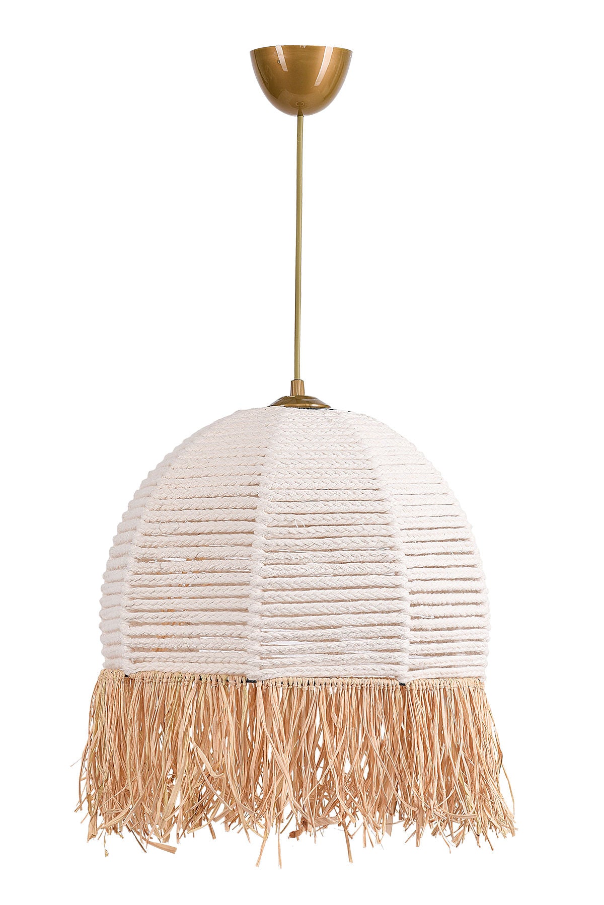 Candeeiro de Teto – 30 cm de diâmetro – Branco – Plástico e algodão