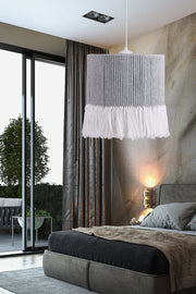 Candeeiro de Teto – 30 cm de diâmetro – Cinza e Branco – Plástico