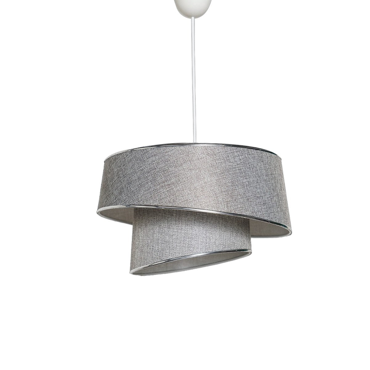 Candeeiro de Teto – 20 cm x 32 cm – Cinza e Prata – Plástico e Tecido