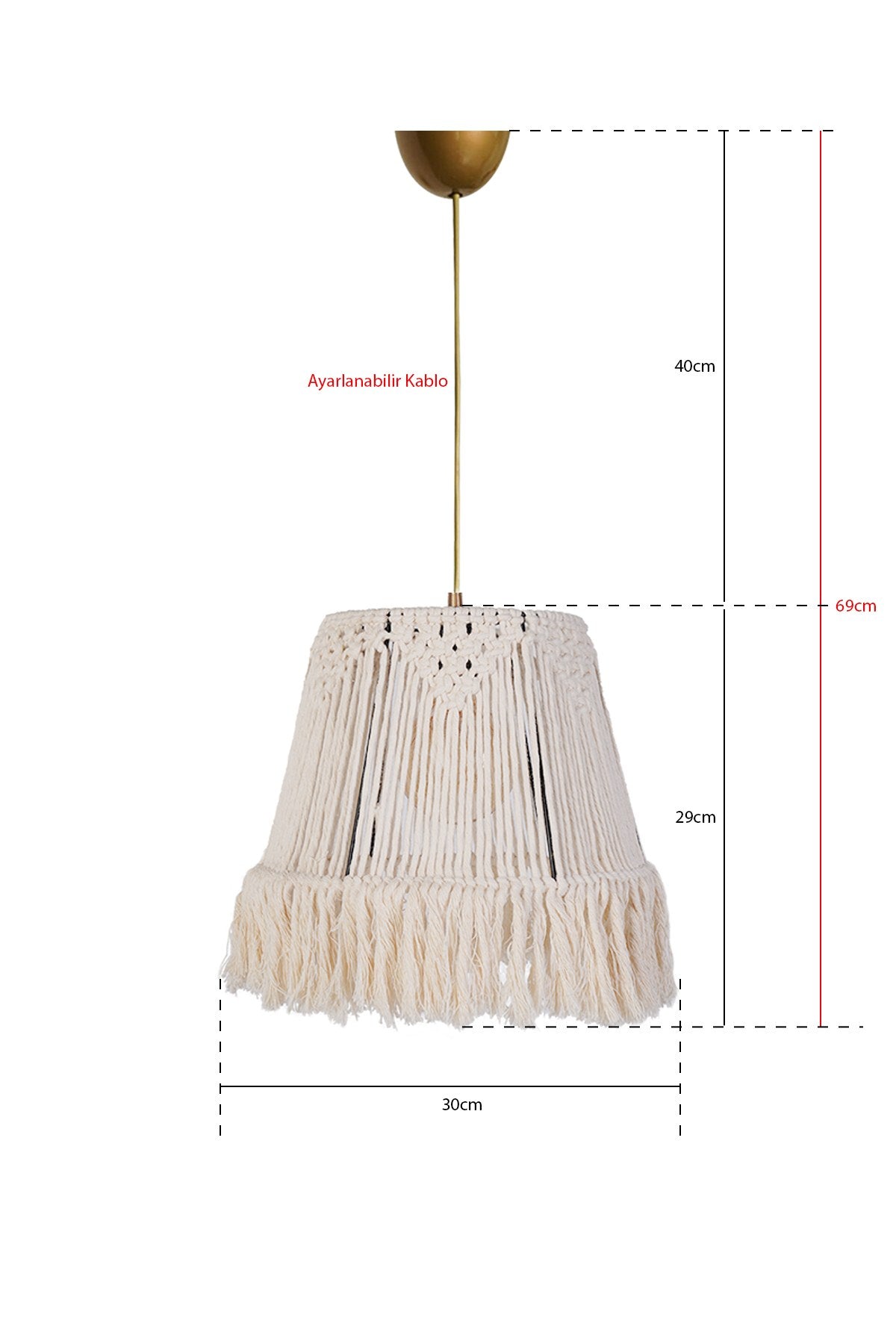 Candeeiro de Teto – 29 cm x 30 cm – Creme – Plástico e algodão