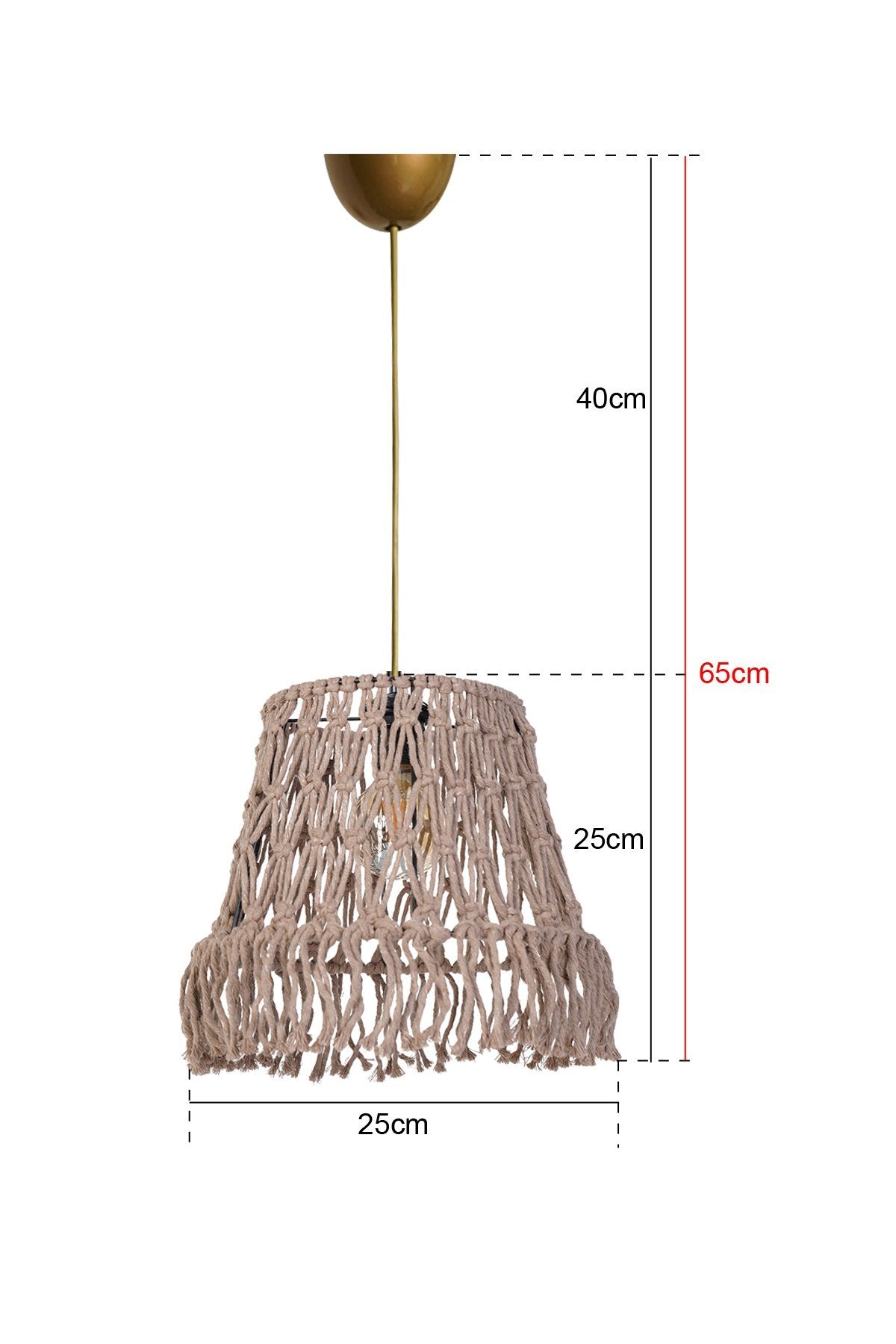 Candeeiro de Teto – 25 cm x 25 cm – Bege e Marrom – Plástico e Algodão