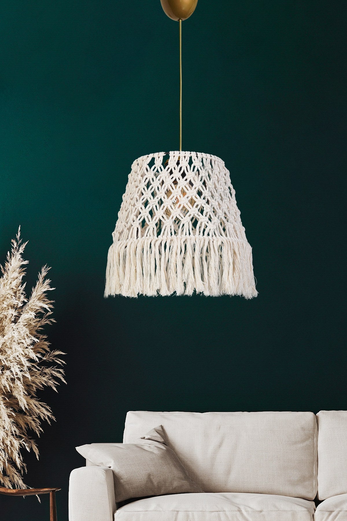 Candeeiro de Teto – 25 cm x 25 cm – Branco – Plástico e Algodão