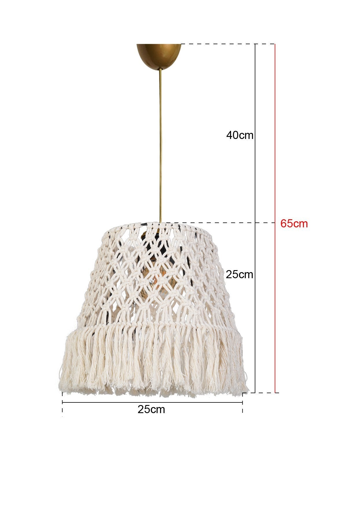 Candeeiro de Teto – 25 cm x 25 cm – Branco – Plástico e Algodão