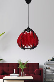 Candeeiro de Teto – 30 cm – Vermelho – Plástico e Algodão