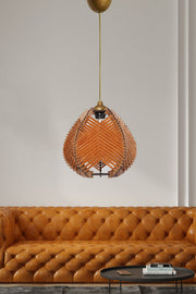 Candeeiro de Teto – 30 cm x 25 cm – Laranja – Plástico e algodão