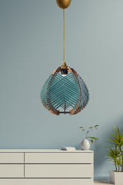 Candeeiro de Teto – 30 cm altura, 25 cm largura – Azul – Plástico e Algodão