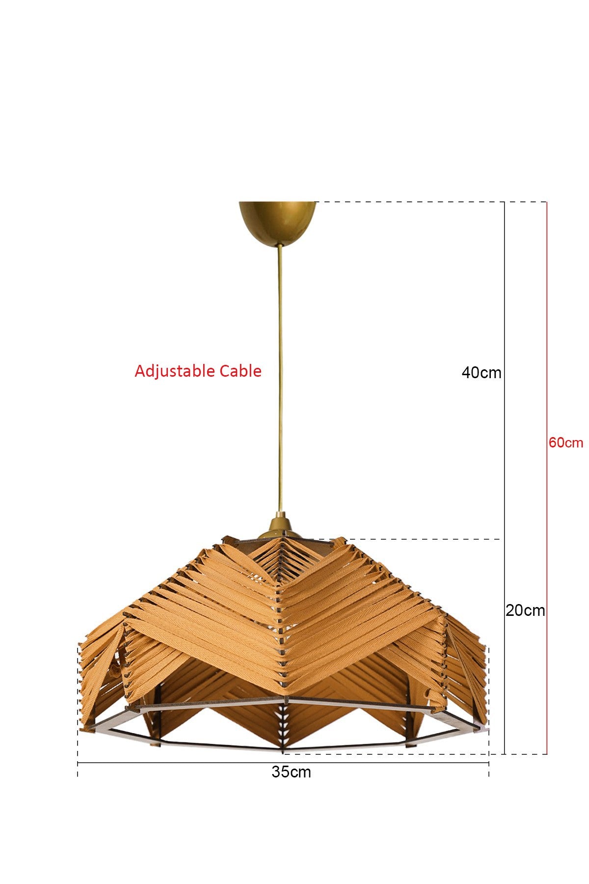 Candeeiro de Teto – 20 cm x 35 cm – Laranja – Plástico e Algodão
